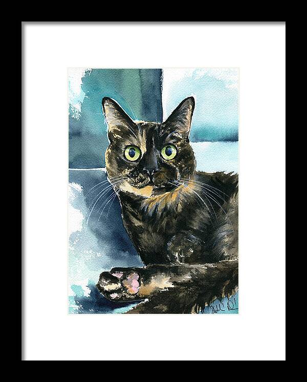 Cat Framed Print featuring the painting Yummy by Dora Hathazi Mendes
