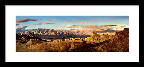 Hiking Framed Print featuring the photograph Zabriskie Morning Panorama by Mike Lee