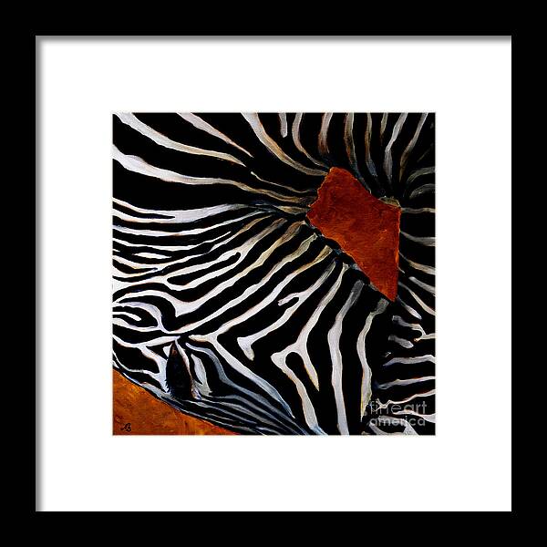 Zebra Framed Print featuring the painting Zebra by Nancy Bradley