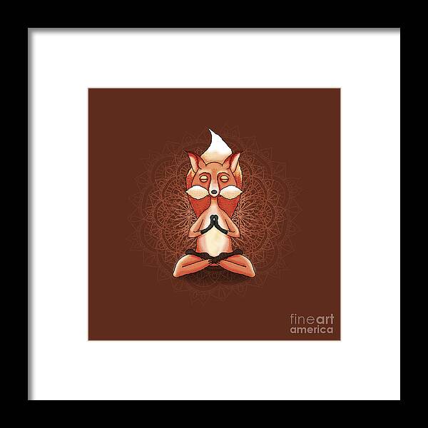 Zen Framed Print featuring the digital art Zen Fox Meditating by Laura Ostrowski