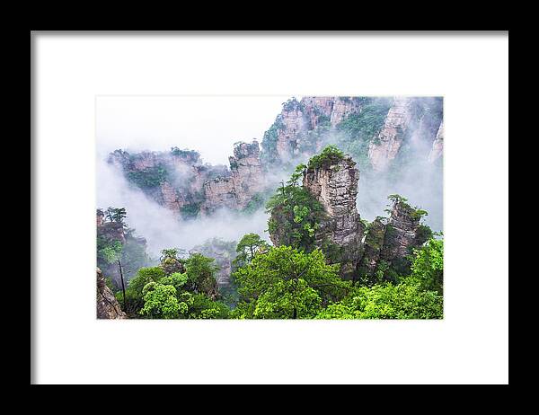 Changsa Framed Print featuring the photograph Zhangjiajie Tianzi Mountain Nature Reserve by Arj Munoz
