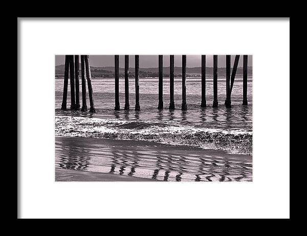 Seascape Framed Print featuring the photograph ZIGZAG REFLECTIONS -monochrome by Walter Fahmy