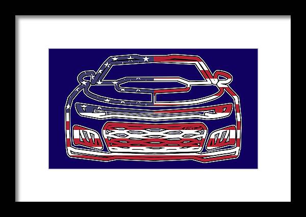 Chevy Framed Print featuring the digital art ZL1 Camaro Patriot by Darrell Foster