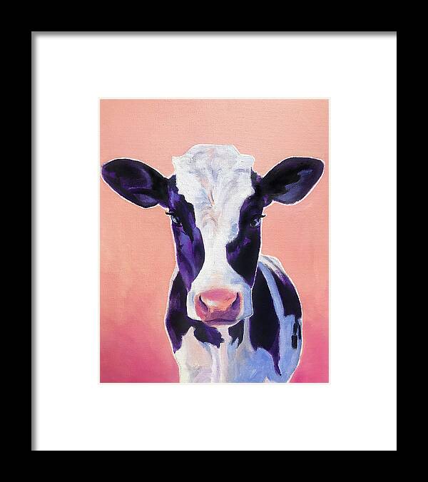 Cow Framed Print featuring the painting Zoey in Pink by DawgPainter