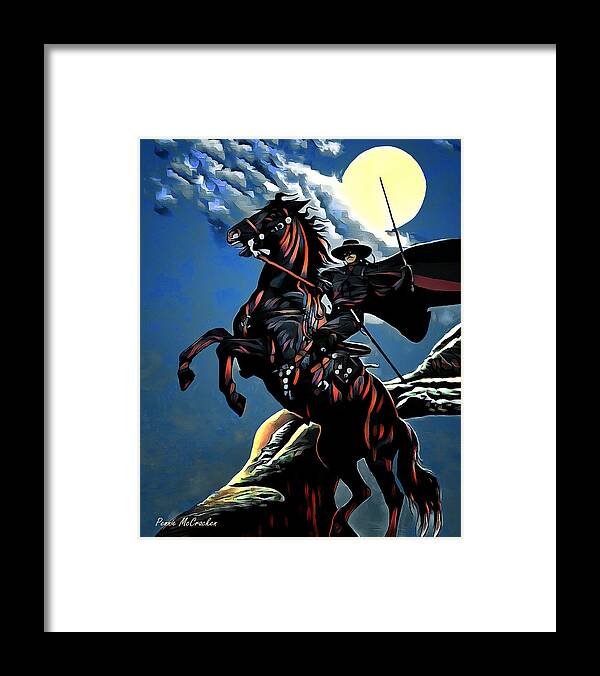 Hero Framed Print featuring the digital art Zorro by Pennie McCracken