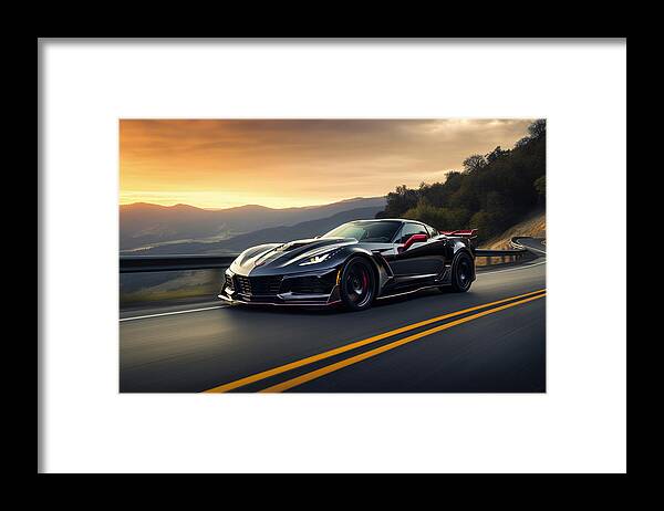 Zr1 Framed Print featuring the painting ZR1's Reign Over the Mountain Road by Lourry Legarde