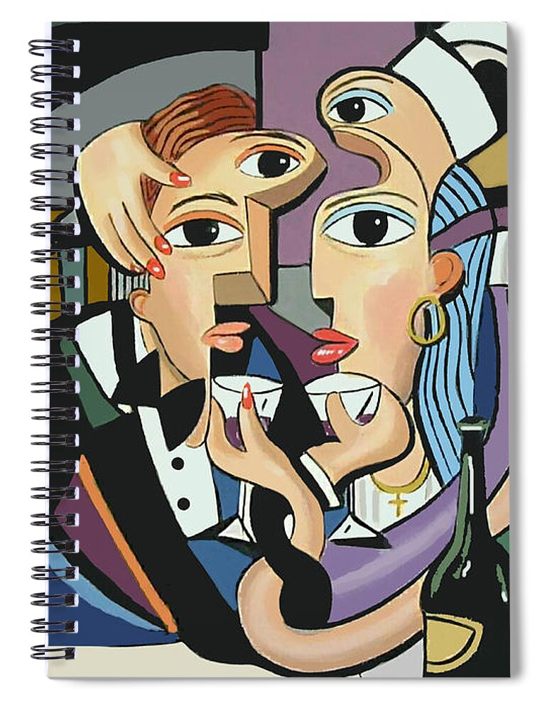  A Cubist Wedding Spiral Notebook featuring the painting A Cubist Wedding by Anthony Falbo