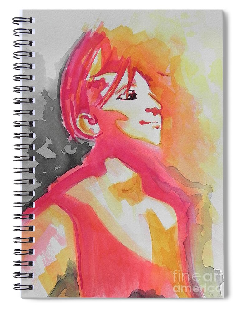 Watercolor Painting Spiral Notebook featuring the painting Barbra Streisand by Chrisann Ellis