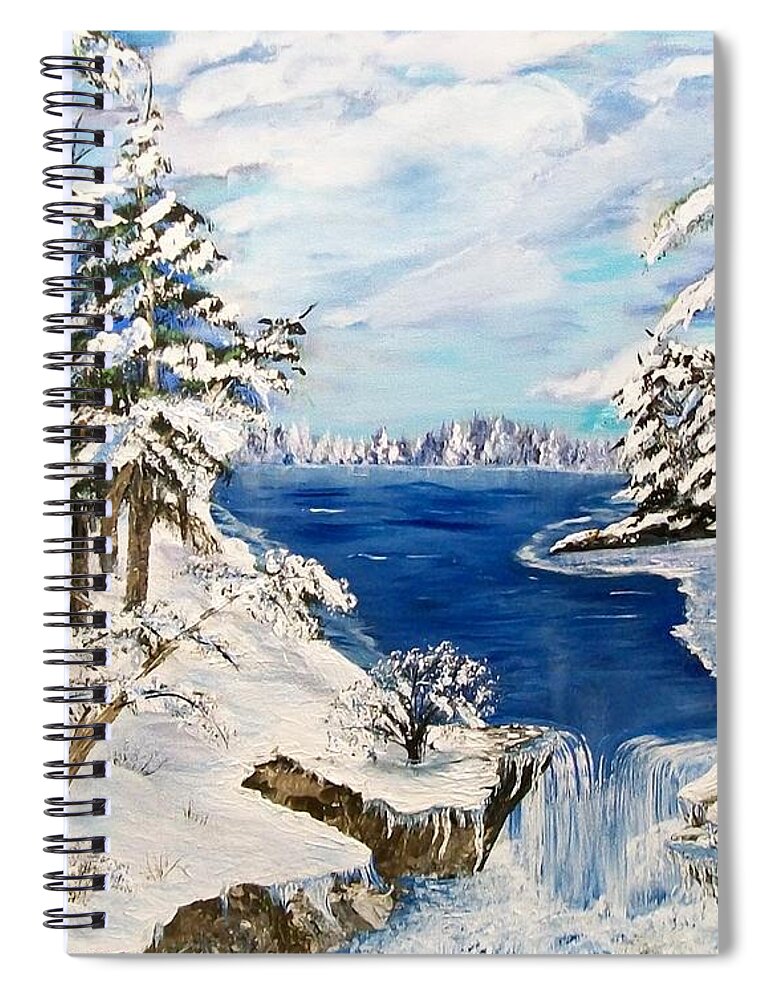 Lake Spiral Notebook featuring the painting Blanket of Ice by Sharon Duguay