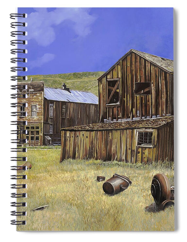 Bodie Spiral Notebook featuring the painting ghost town of Bodie-California by Guido Borelli
