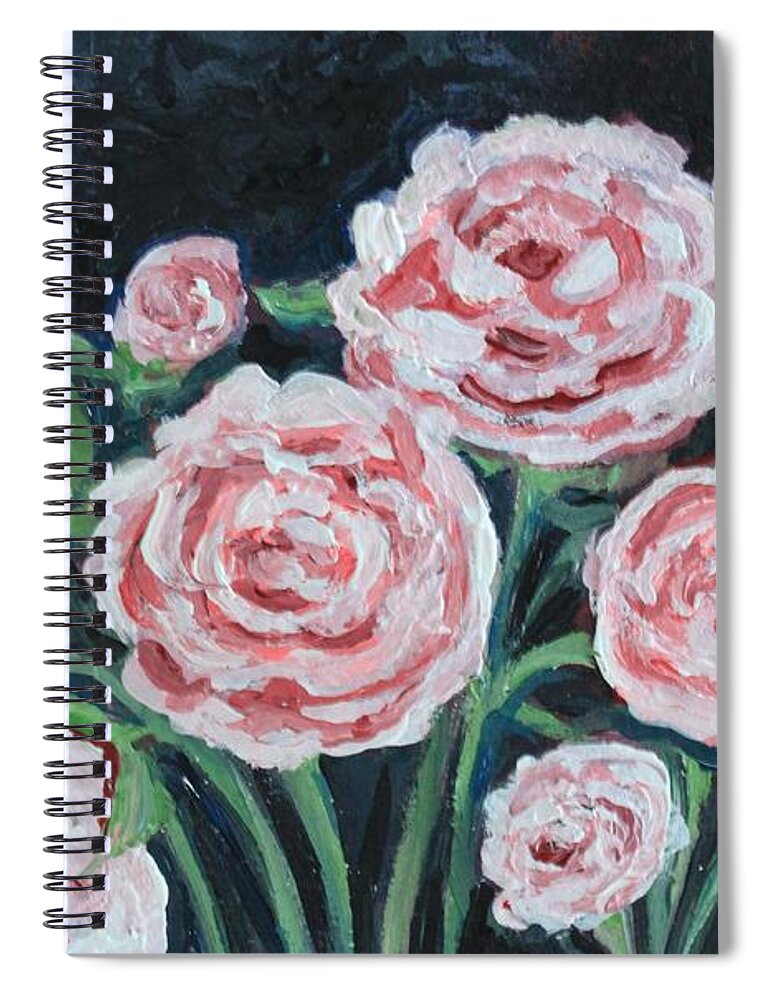Peonies Spiral Notebook featuring the painting Graceful Peonies by Elizabeth Robinette Tyndall