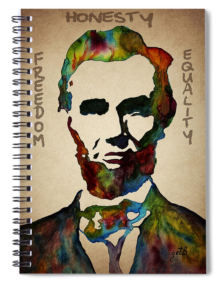 Abraham Lincoln Spiral Notebook featuring the painting Leader Qualities Abraham Lincoln by Georgeta Blanaru