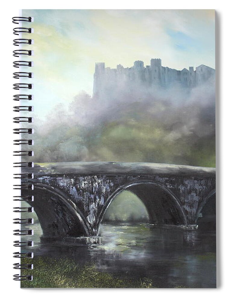 Ludlow Castle Spiral Notebook featuring the painting Ludlow Castle in a Mist by Jean Walker