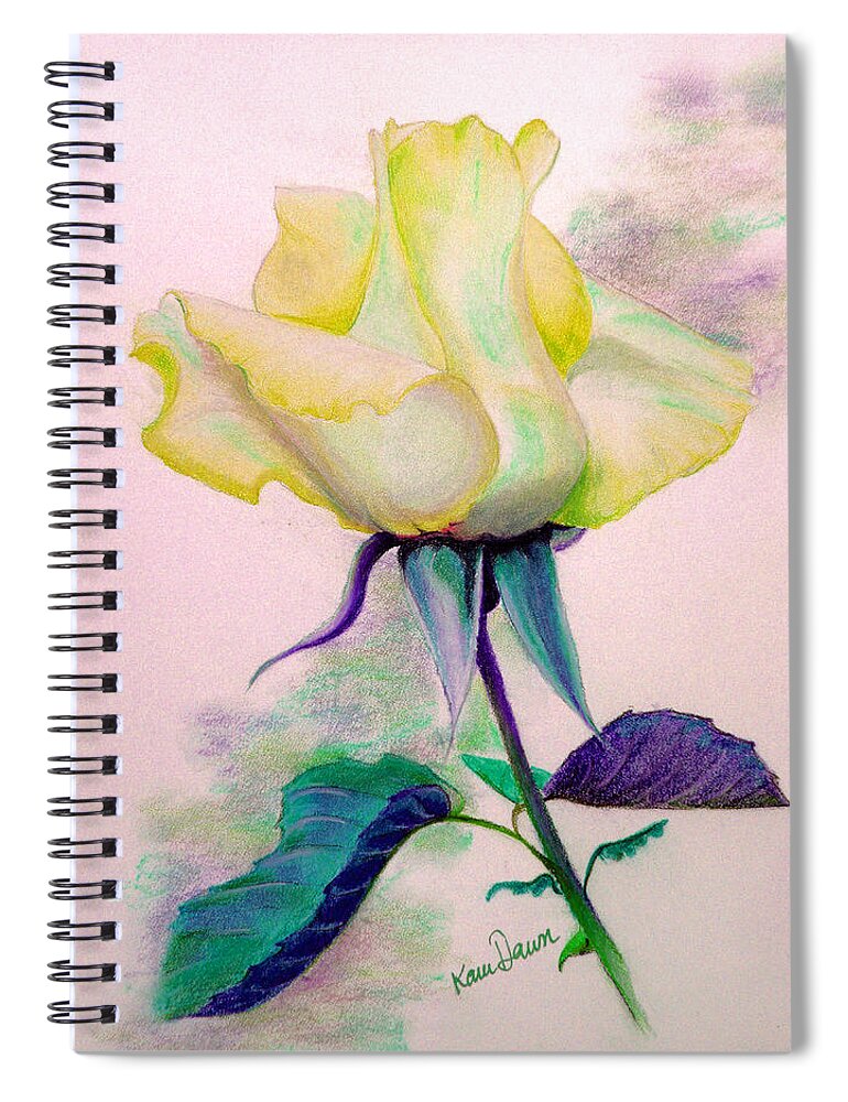 Yellow Rose Spiral Notebook featuring the painting Pastel Rose by Karin Dawn Kelshall- Best