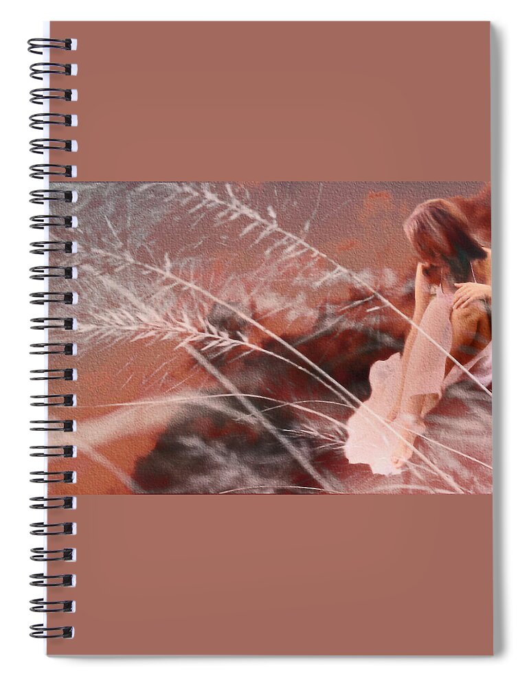 Woman In Pink Field Spiral Notebook featuring the digital art Woman in Pink Field by Femina Photo Art By Maggie