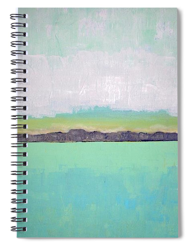 Landscape Spiral Notebook featuring the painting Peace of the Lake by Vesna Antic