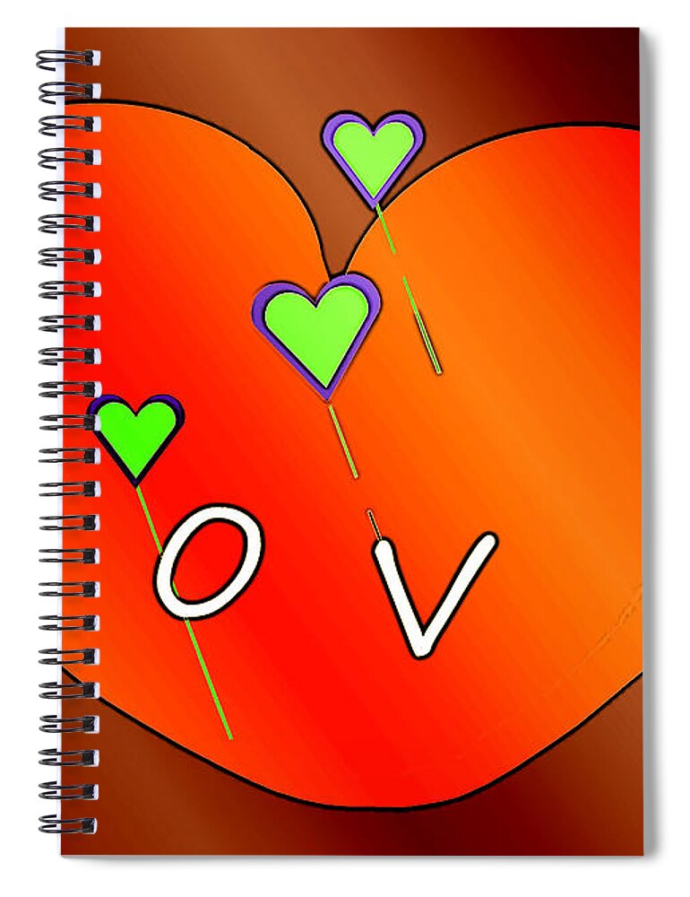 Abstract Spiral Notebook featuring the painting Simple Love Heart - 505 by Irmgard Schoendorf Welch
