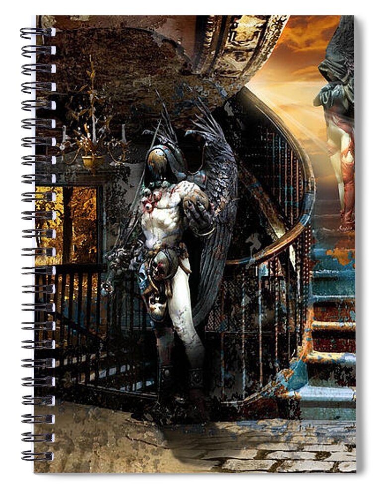 Angel Grim Reaper Femida Spiral Notebook featuring the digital art Stairway to Heaven vs. Stairwell to Hell by George Grie