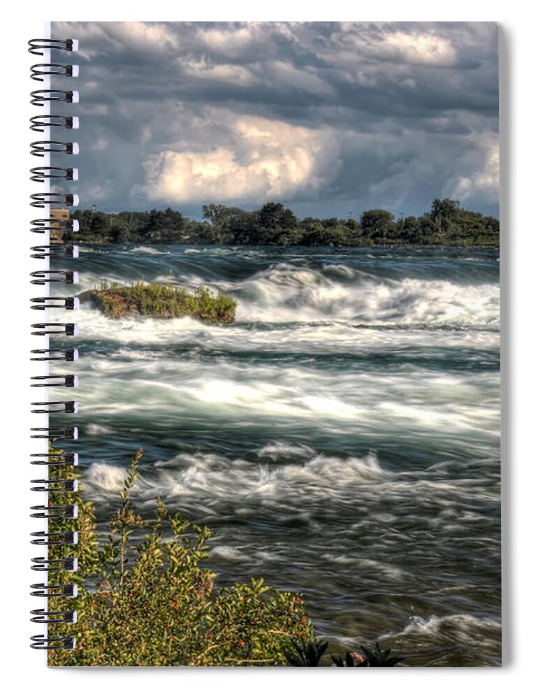 Niagara Falls Spiral Notebook featuring the photograph 0015 Niagara Falls Misty Blue Series by Michael Frank Jr