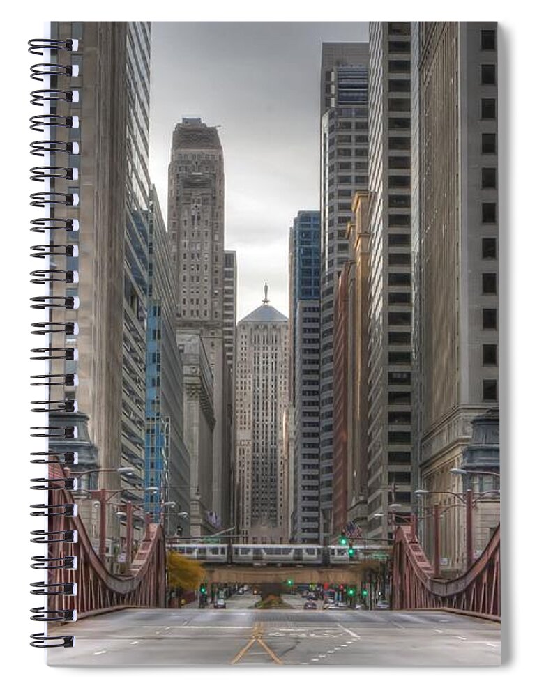 Chicago Spiral Notebook featuring the photograph 0295 LaSalle Street Chicago by Steve Sturgill