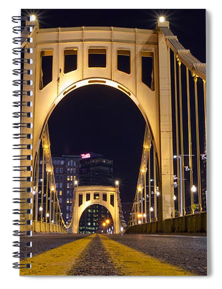 Pittsburgh Spiral Notebook featuring the photograph 0304 Roberto Clemente Bridge Pittsburgh by Steve Sturgill