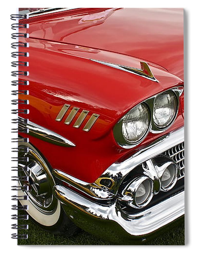 Car Spiral Notebook featuring the photograph 1958 Chevy Impala by Linda Bianic