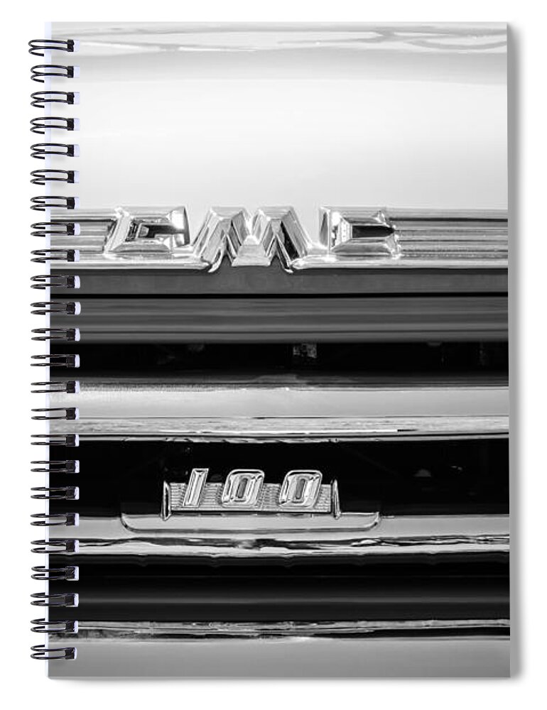 1958 Gmc Series 101-s Pickup Truck Grille Emblem Spiral Notebook featuring the photograph 1958 GMC Series 101-S Pickup Truck Grille Emblem by Jill Reger