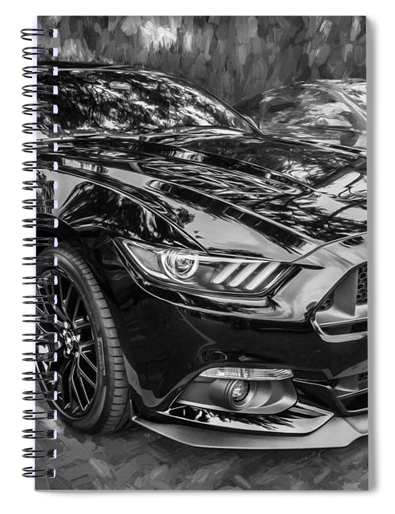 2015 Ford Mustang Spiral Notebook featuring the photograph 2015 Ford Mustang GT Painted BW   by Rich Franco