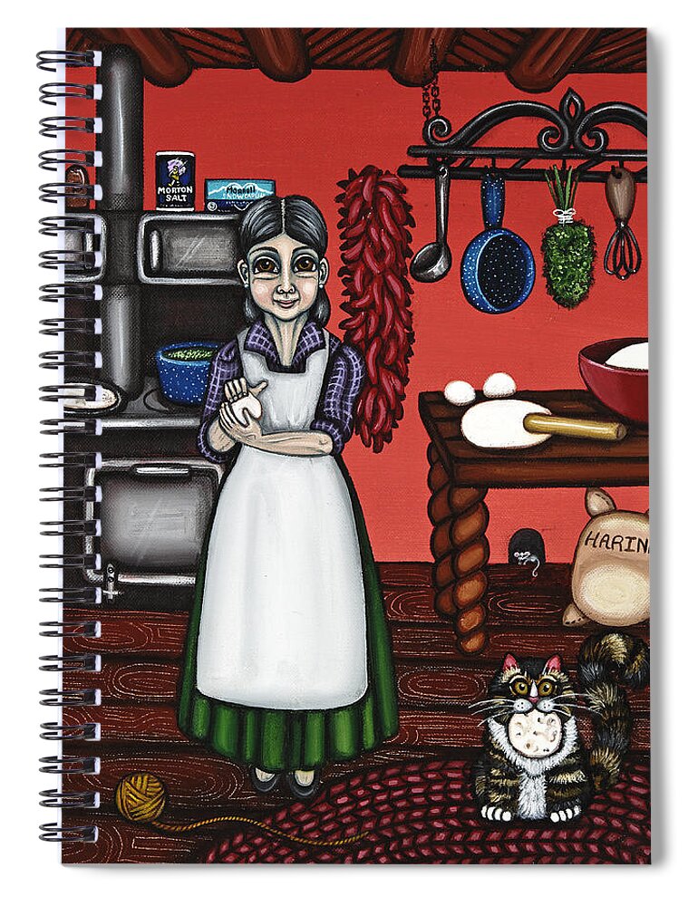Cook Spiral Notebook featuring the painting Abuelita or Grandma by Victoria De Almeida
