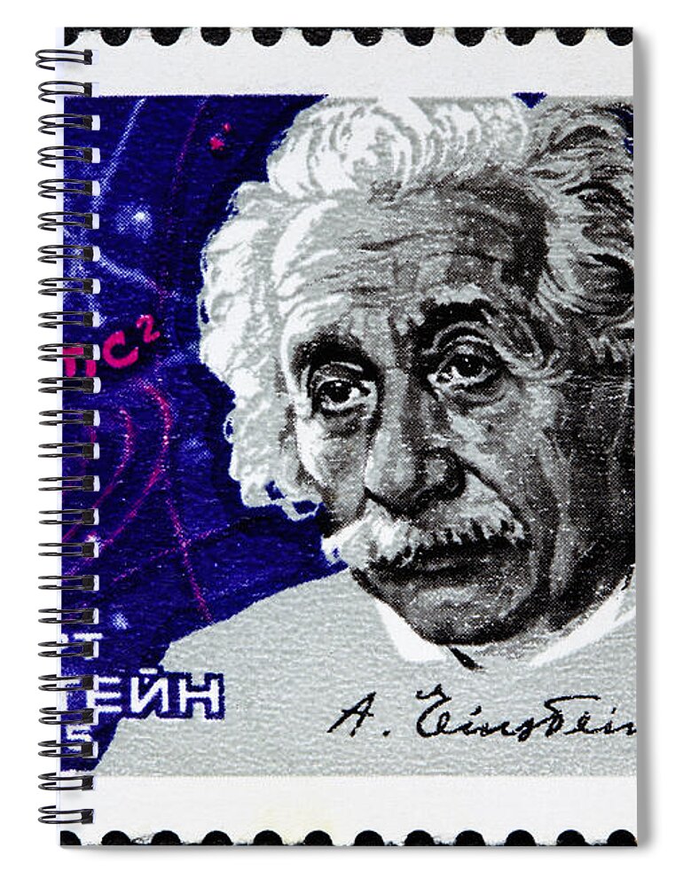 Albert Einstein Spiral Notebook featuring the photograph Albert Einstein Stamp by GIPhotoStock