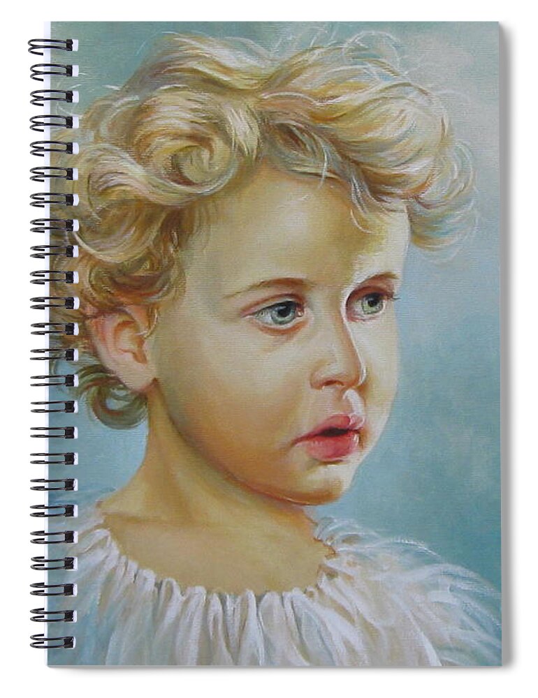 Angel Spiral Notebook featuring the painting Angel #2 by Elena Oleniuc