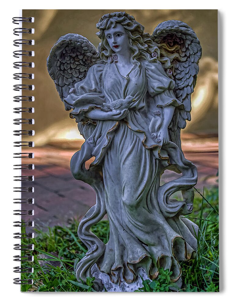 Grace Church Spiral Notebook featuring the photograph Angel with Bird #1 by Jerry Gammon
