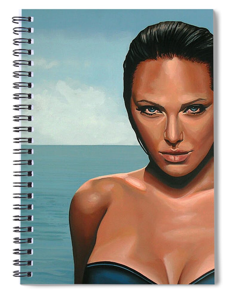 Angelina Jolie Spiral Notebook featuring the painting Angelina Jolie by Paul Meijering