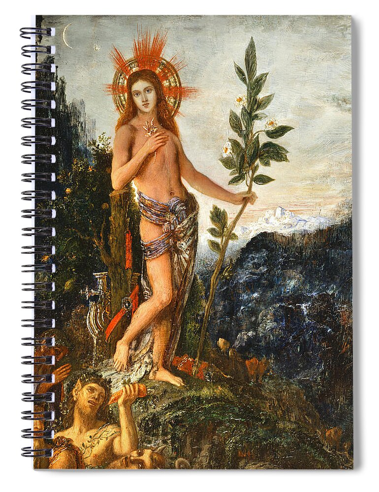 Gustave Moreau Spiral Notebook featuring the painting Apollo Receiving the Shepherds' Offerings #2 by Gustave Moreau