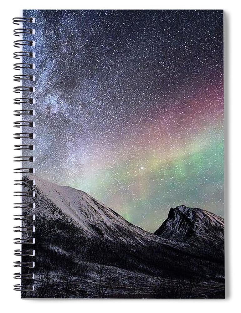 Scenics Spiral Notebook featuring the photograph Arctic Nightsky #1 by John Hemmingsen