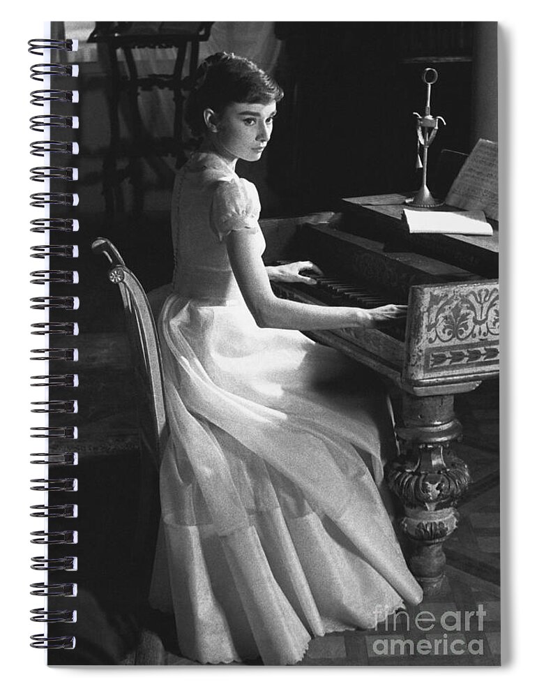 B&w Spiral Notebook featuring the photograph Audrey Hepburn #3 by George Daniell