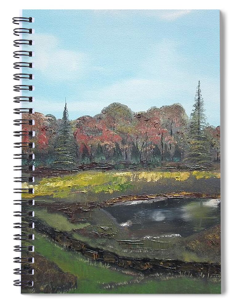 Landscape Spiral Notebook featuring the painting Autumn Landscape by Jan Dappen
