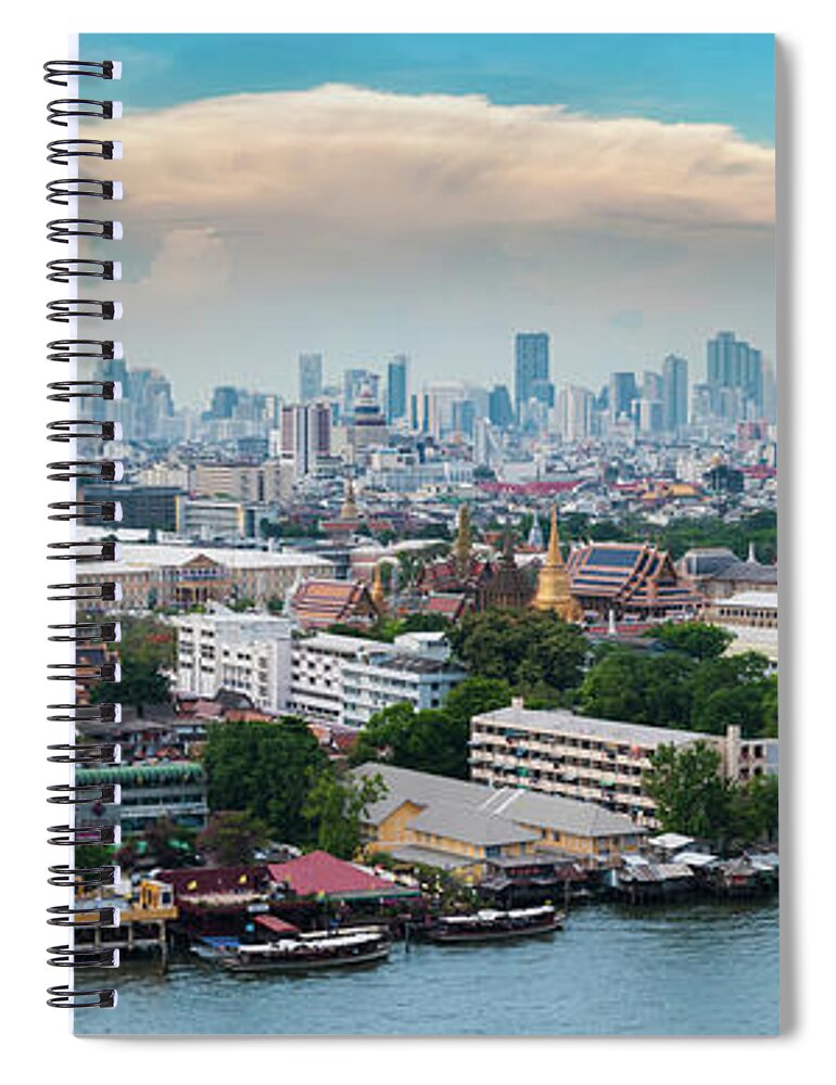 Tranquility Spiral Notebook featuring the photograph Bangkok Panorama #1 by Weerakarn Satitniramai