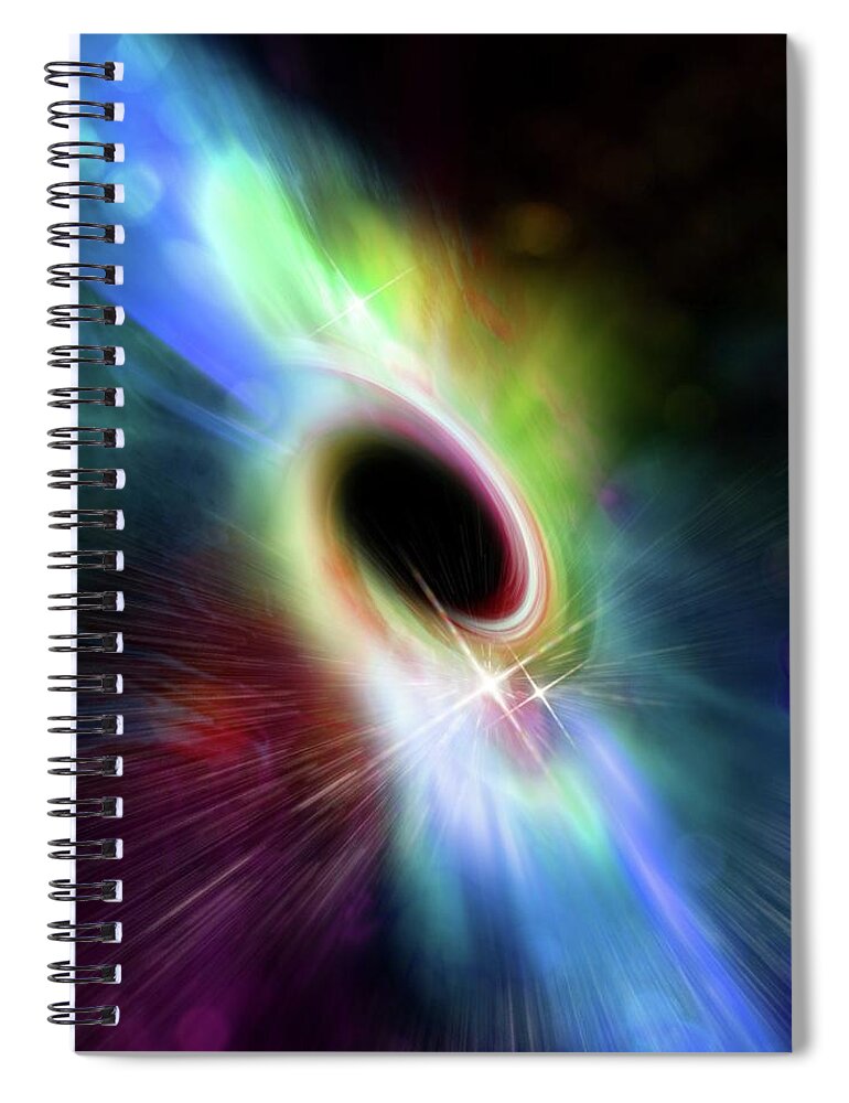 Concepts & Topics Spiral Notebook featuring the digital art Black Hole, Artwork #1 by Victor Habbick Visions