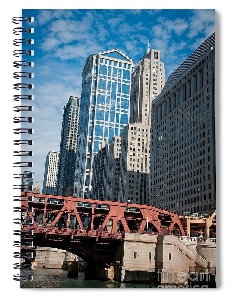 Chicago Downtown Spiral Notebook featuring the photograph Bridge over the Chicago River by Dejan Jovanovic