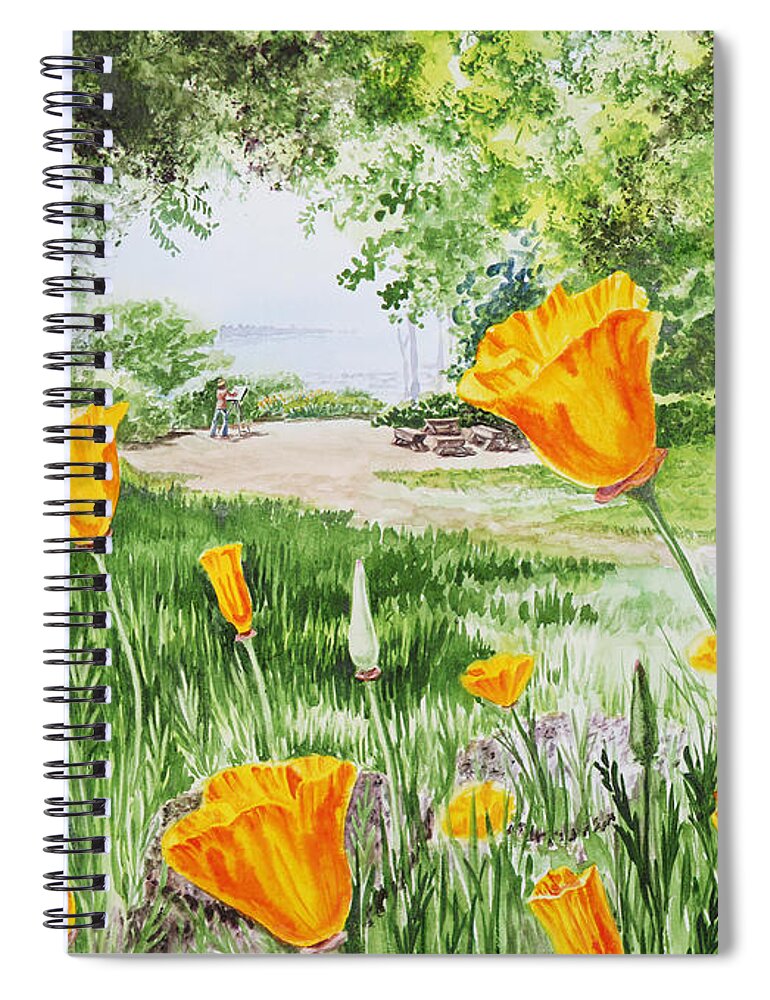 Poppies Spiral Notebook featuring the painting California Poppies by Irina Sztukowski