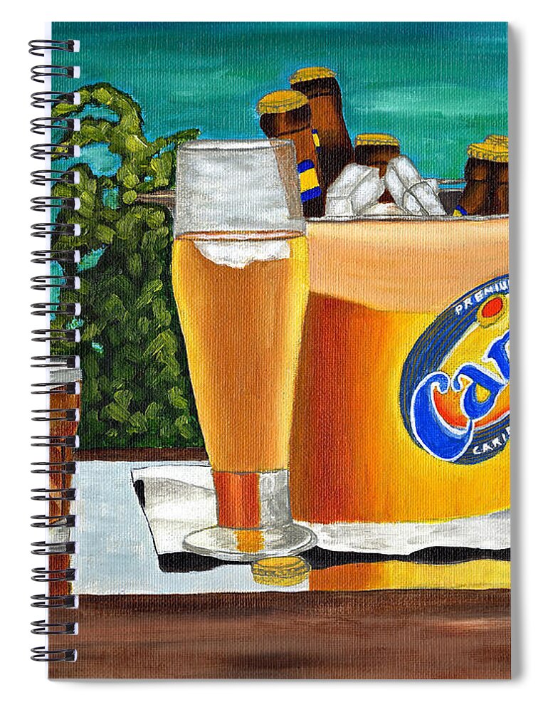 Caribbean Beer Spiral Notebook featuring the painting Caribbean Beer by Laura Forde