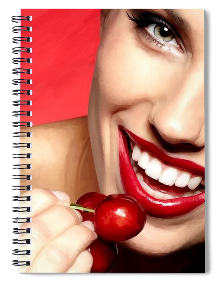 Girl Spiral Notebook featuring the digital art Cherry Girl #1 by Gabriel T Toro