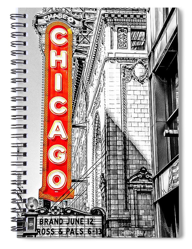 Chicago Spiral Notebook featuring the photograph Chicago Theater #1 by Will Wagner