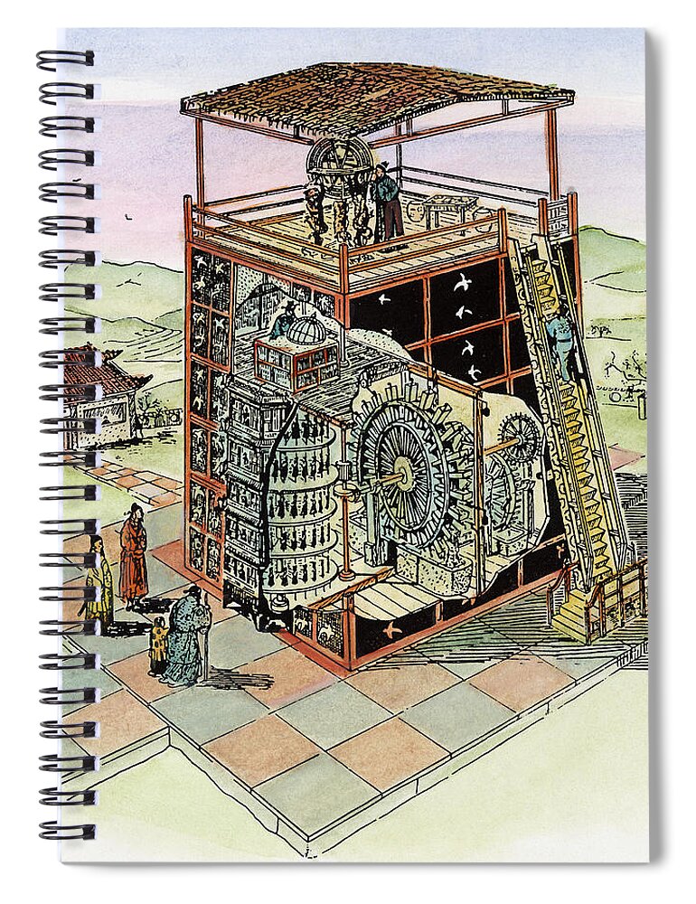 11th Century Spiral Notebook featuring the drawing Chinese Astronomical Clocktower Built #1 by Granger