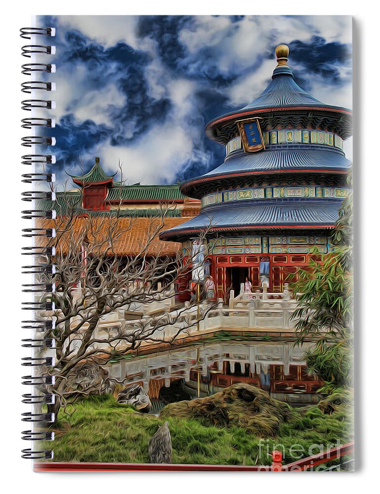 Painting Spiral Notebook featuring the photograph Chinese Temple V #1 by Lee Dos Santos