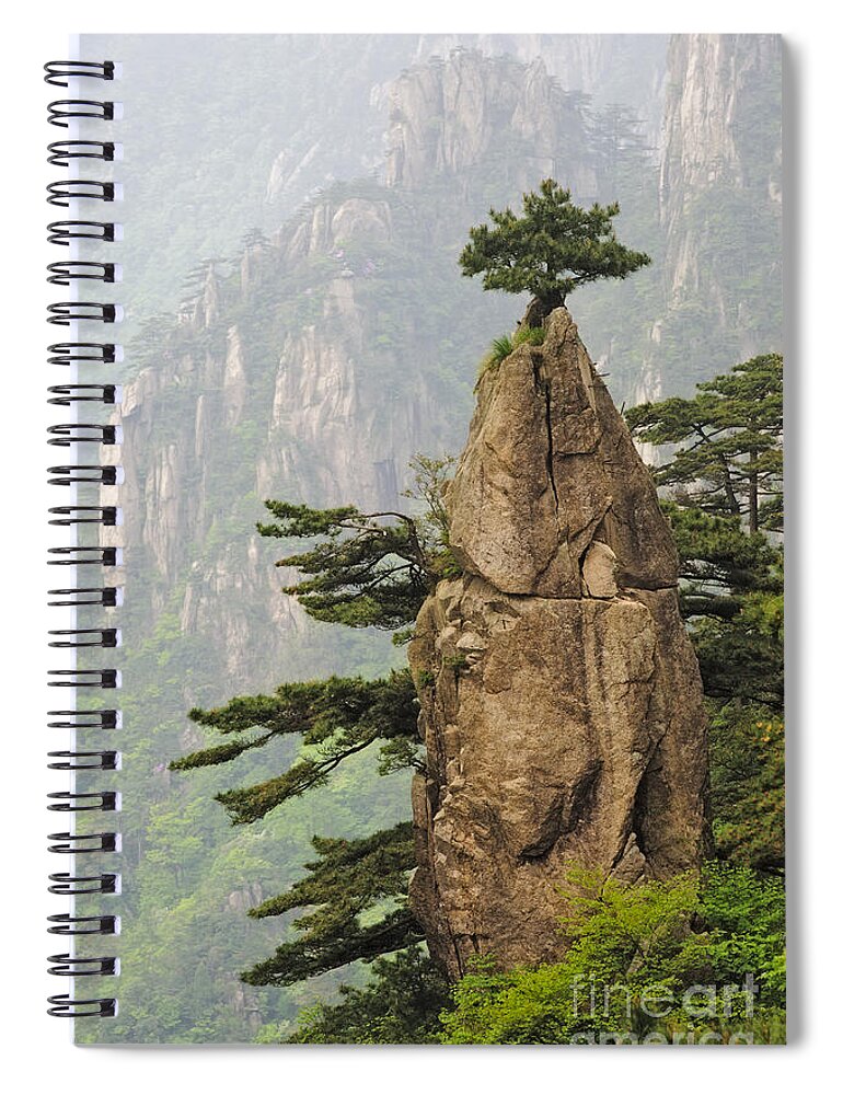 Asia Spiral Notebook featuring the photograph Chinese White Pine On Mt. Huangshan #1 by John Shaw