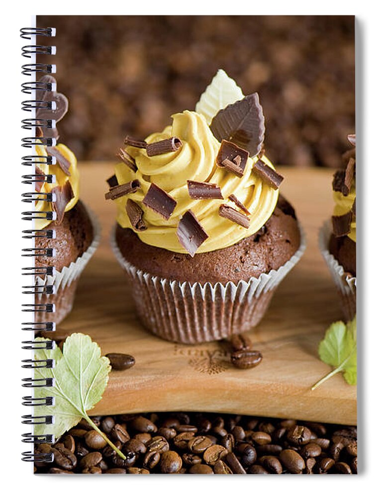 Temptation Spiral Notebook featuring the photograph Chocolate Cupcakes #1 by Verdina Anna