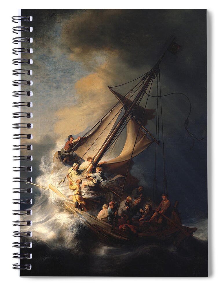 Rembrandt Van Rijn Spiral Notebook featuring the painting Christ In The Storm On The Sea Of Galilee by Celestial Images