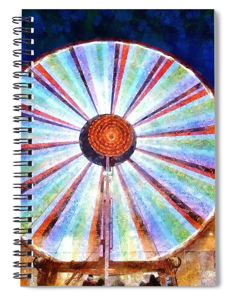 Christmas Spiral Notebook featuring the painting Christmas Ferris Wheel #2 by George Atsametakis